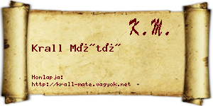Krall Máté névjegykártya